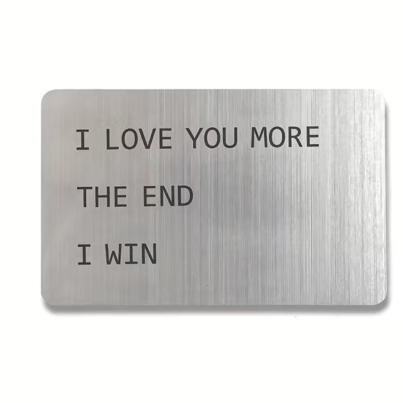 I Love You More Wallet Card Insert Metal Wallet Love Note Gift Husband Boyfriend - Picture 4 of 5